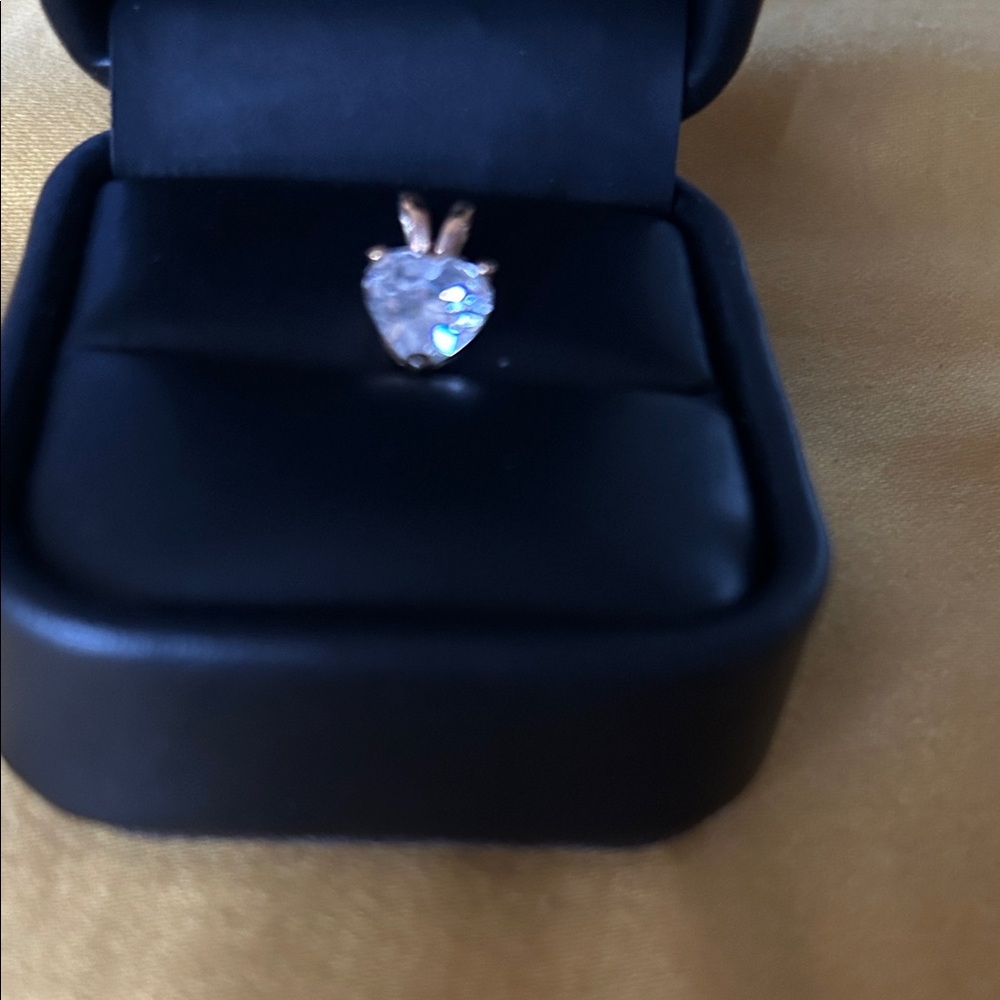 Radiant Heart-Cut Clear Stone Pendant in Gold Tone - Picture 5 of 9